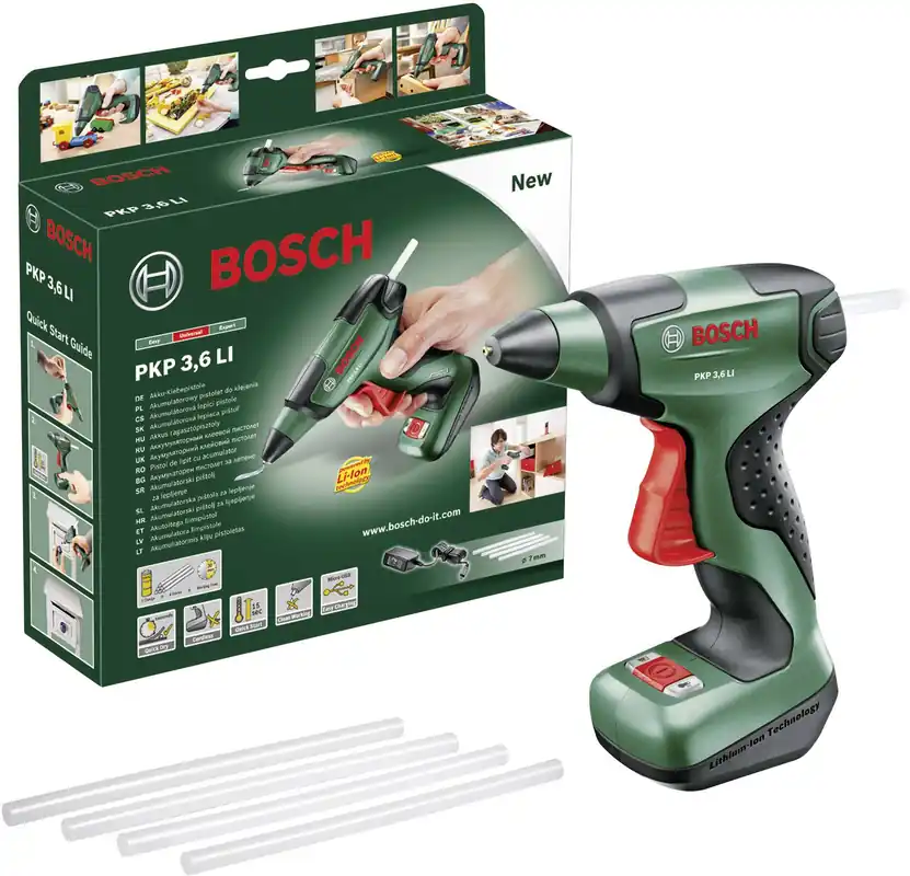 Víkendová Akce Bosch Home and Garden PKP 3,6 LI aku tavná lepicí pistole, Ø 7 mm, 3.6 V, 1 ks, 0603264600