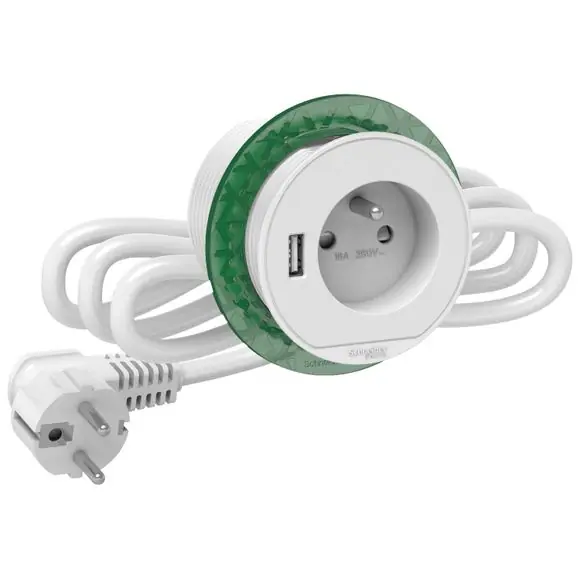 Stolní box XS zásuvka+USB A 3.1A, Bílá Rychlé Dodání