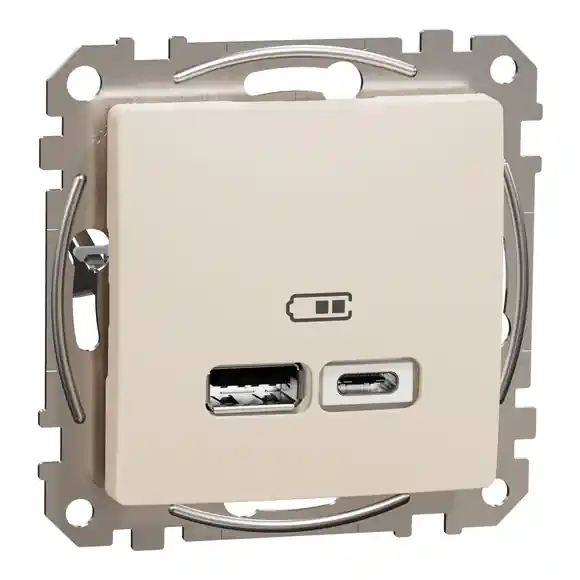 Sedna D/E - Dvojitá USB A+C nabíječka 2.4A, Béžová Nakupujte Hned