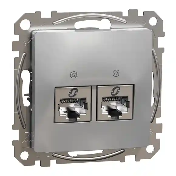 Časově Omezené Sedna D/E - Datová zásuvka 2xRJ45 kat. 6A STP, Aluminium