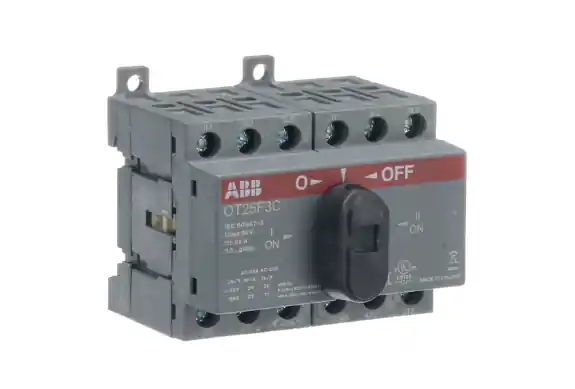 Autentický OT25F3C přepínač sítí 25A/3P modulární I-0-II otočný pro prodl.ovl.ABB