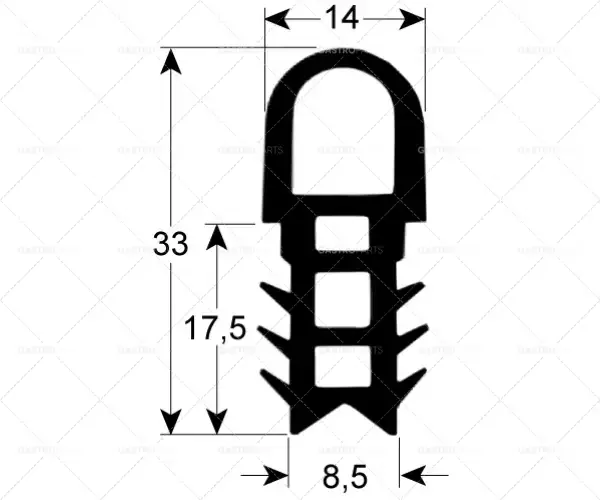 Nová Kolekce Trouba těsnící profil 2060 L 722 mm B 626 mm PU 1 venkovní Steckmaß hodí CONVOTHERM