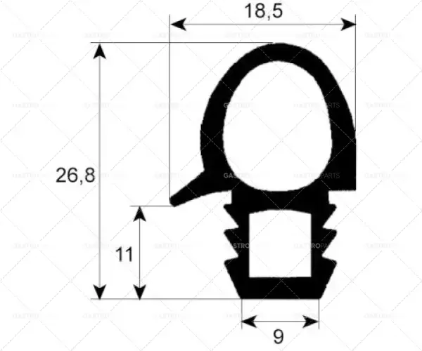 Autentický Trouba těsnící profil 2070 B 460 mm L 645 mm Rozměr Unit 1 6 x 1/1
