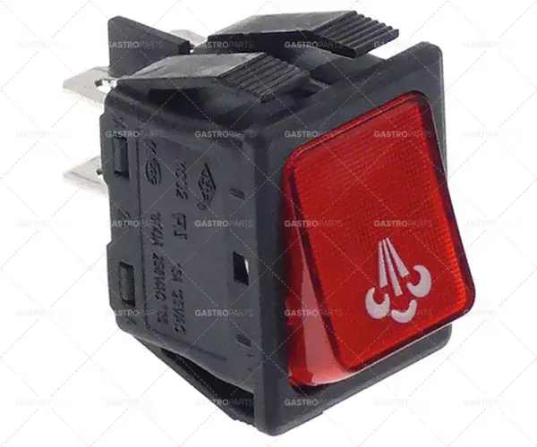 kolébkový vypínač montážní rozměry 30x22mm červená 2NO 250V 16A osvětlená pára Top Prodej