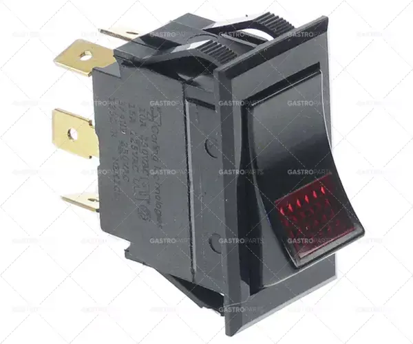 páčkový spínač montážní rozměry 37x21mm černý2NO/indikátor světla 250V 10A osvětlený Poslední Šance