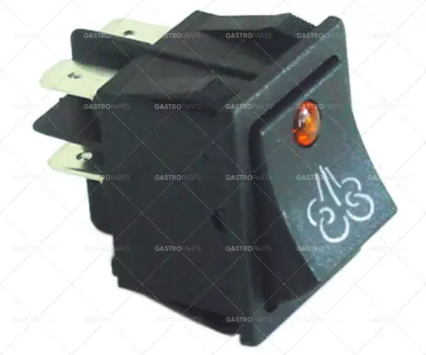 Výprodej kolébkový spínač montážní rozměry 30x22mm oranžová/černá 2NO 250V 16A osvětlený pára