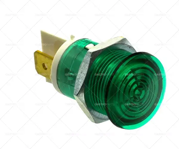 Novinka lampa signál o 16 mm 230 zelená Spojení plochý konektor 6,3 mm