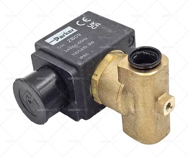 Elektromagnetický ventil 2-way 24 VAC Připojení 1/4 "DN 3 mm zásuvka DIN -20 ° do + 130 ° C PARKER Horká Nabídka