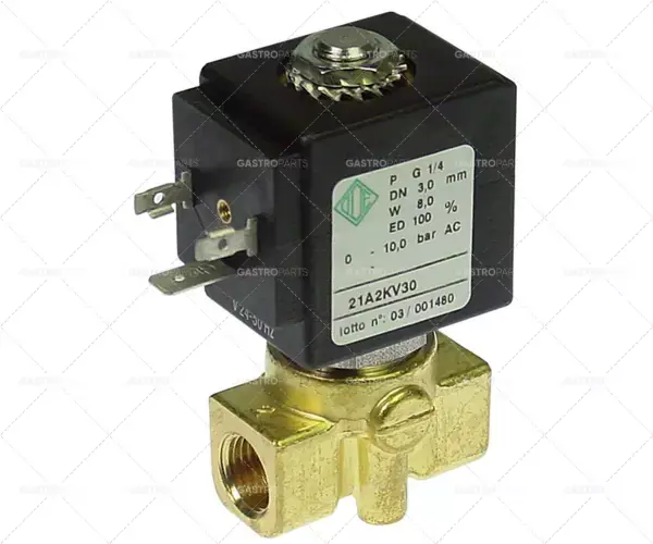 Omezená Nabídka elektromagnetický ventil 2-cestný 24 VAC připojení 1/4" L 40mm DN 3mm násuvná zásuvka DIN