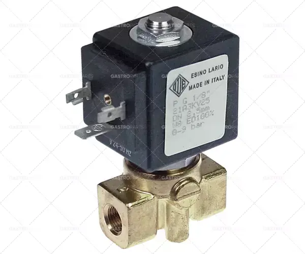 Objednat Nyní elektromagnetický ventil 2-cestné připojení 24 VAC 1/8" L 40mm DN 2,5mm násuvná zásuvka DIN