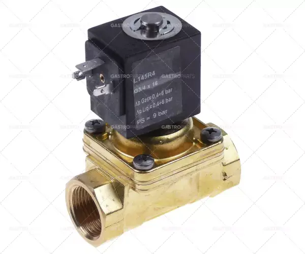 Nová Kolekce Elektromagnetický ventil 2-cestný 24 VAC vstup 3/4" výstup 3/4" připojení 3/4" d 79mm dn 16mm