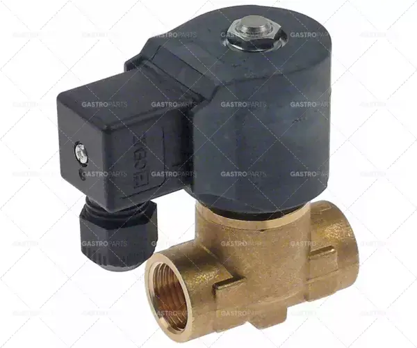 elektromagnetický ventil 2-cestný 230 VAC přívod 1/2" IT výstup 1/2" IT L 55mm p max. 0,5bar mosazný Odeslání Ihned