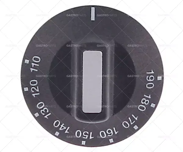 Knebel termostat T.MAX. 190 ° C o o 50 mm nápravy 6x4,6mm zploštění vlevo černý Aktuální