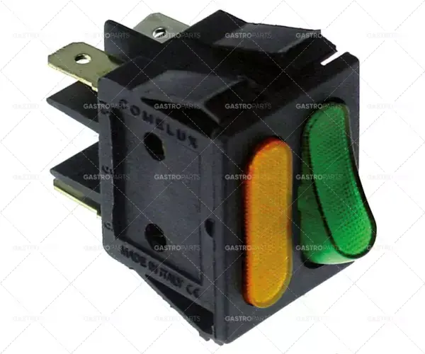 Dokud Zásoby Vydrží kolébkový spínač montážní rozměry 30x22mm oranžová/zelená 1CO/světelný indikátor 250V 16A