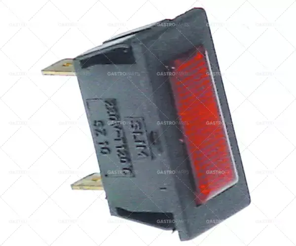 Nová Kolekce montážní rozměry kontrolky 27,4x12,4mm 230V červené připojení samec faston 6,3mm