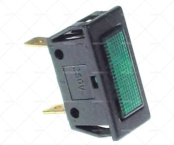 Signal Dimension lampa 27,4x12,4mm 220V zelená Spojení plochý konektor 6,3 mm Temp.Best. 120 ° C Jen Po Omezenou Doba