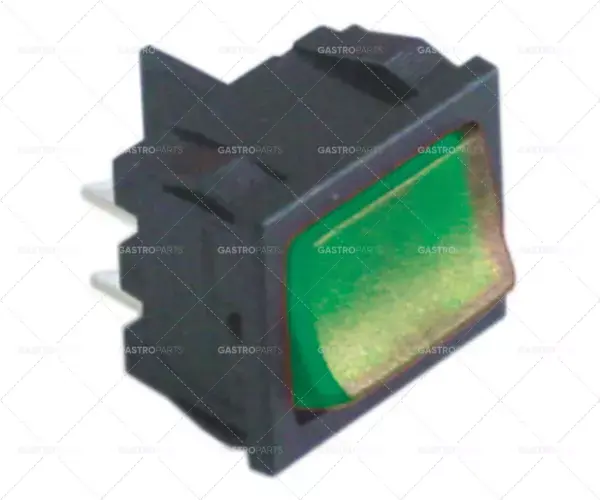 Akční Nabídka Kolébkový rozměr 19x22mm zelený 2NO 250V 10A osvětlené 4,8mm jazýčky 0-I konektor