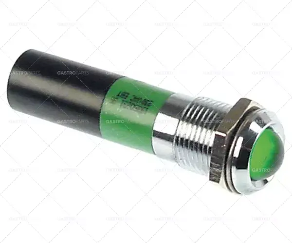 Bezpečná Platba LED kontrolka montážní ø 14mm 230VAC zelená připojení F2,8x0,8 montážní závit M14
