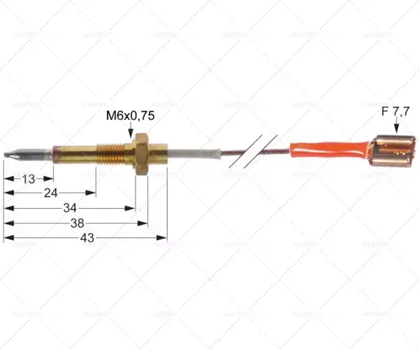 Termoelektrické články s 1 vodič L 450 mm připojení F 7.7mm M6x0,75 Výhodná Nabídka