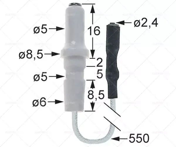 pojistková zástrčka průměr 1 5mm průměr 2 6mm průměr připojení 2,4mm délka.1 16mm délka.2 2mm délka.3 5mm délka.4 8,5mm Tovární Cena
