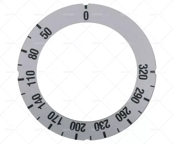 Sleva Knebel symbol stříbro termostat T.MAX. 320 ° C 50 až 320 ° C Rotace 270 ° AD o 63 mm ID o 45,5mm