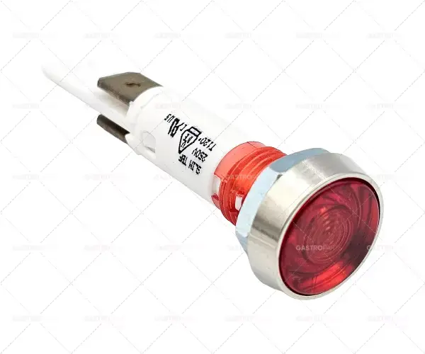 Nakupujte Hned Kontrolka červená 230V ø 10 mm plochý konektor 6,3 mm