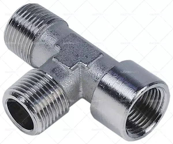 Nová Kolekce T-kus závit 3/8" ET - 3/8" ET - 3/8" IT poniklovaná mosaz L 52,5mm