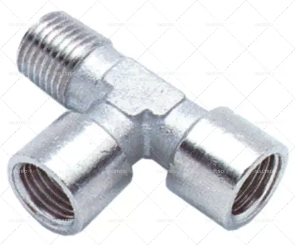 Tee závit 1/8 "male - 1/8" IG - 1/8 "IG z mosazi pokovené L 37 mm Zlevněný