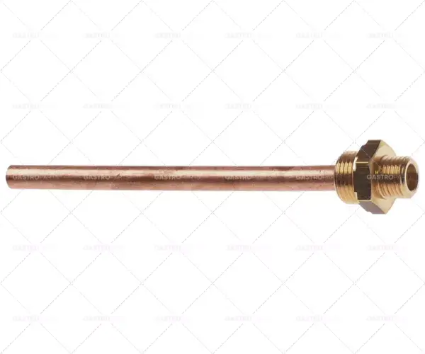 vstřikovací trubka kotlová trubka ø 8mm délka trubky 121mm T1 3/8" T2 1/4" měď/mosaz Výhodná Nabídka
