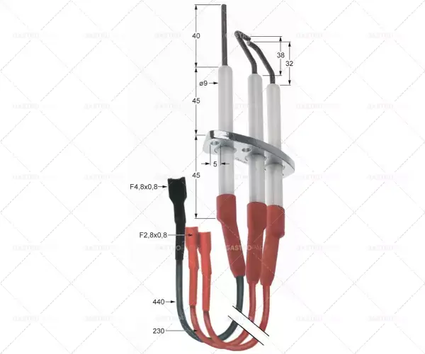 Speciální Cena příruba skupiny zapalovacích elektrod, délka 64 mm