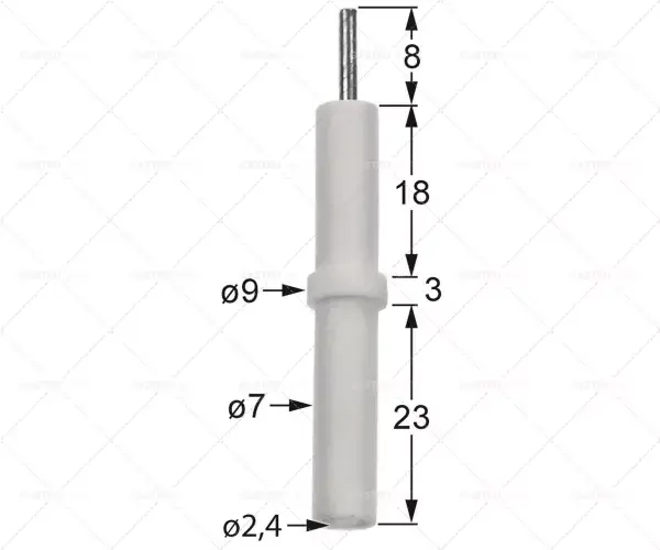 Zlevněný Zapalovací elektroda D1 D2 o 7 mm 9 mm o 17 mm L1 18 mm KL1 KL2 KL3 3 mm 23 mm pro upnutí Připojení Ø 2,4mm