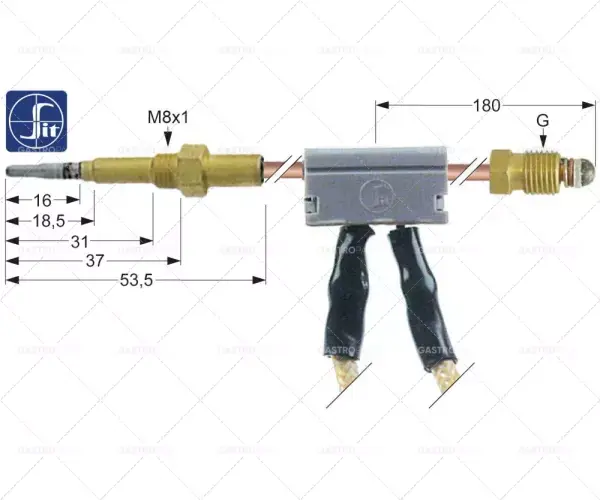 Finální Výprodej termočlánek SIT s přerušovačem m9x1 l 600mm zástrčkové připojení ø6,0mm kabel 350mm