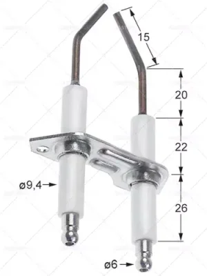 délka příruby zapalovací elektrody 64mm šířka příruby 23mm D1 ø 9,4mm L1 20mm L2 15mm Top Prodej