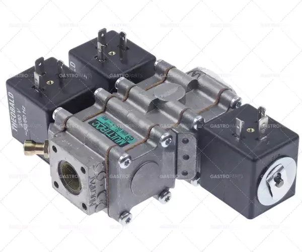 Elektromagnetický ventil plyn 2-cestný trojitý 230V vstup 1/2" výstup 1/2" d 105mm p max 0,065bar Nová Kolekce