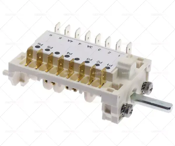 Novinka provozní spínač 5 provozních poloh 1-0-2-3-4 sekvence 8NO 16A hřídel ø 6x4,6mm hřídel L 23mm