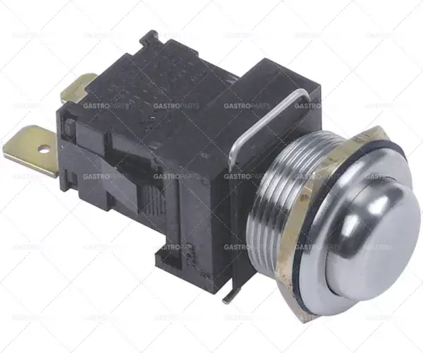 tlačítkový spínač, montážní ø 19 mm stříbrný 1NO 250V 16A SS připojení vnější faston 6,3 mm Poslední Šance