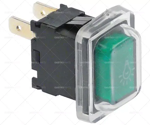 Cenová Bomba rozměr tlačítka 19x13mm 250V 15A 1no samec 4,8mm obdélníkový zelený