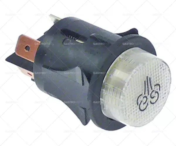 Tlačítko instalován o 25 mm bílý 1NO / lampa 250V 16A parního připojení ploché zástrčky 6,3mm Ověřený