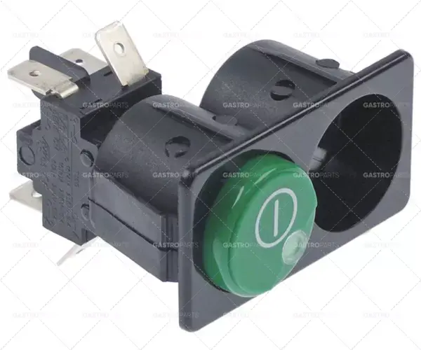 Cenový Hit Switch kombinace Dimension 28,5x52,6mm zelená 2CO 250V 16A s indikátorem zelenou / červenou hlavním vypínačem