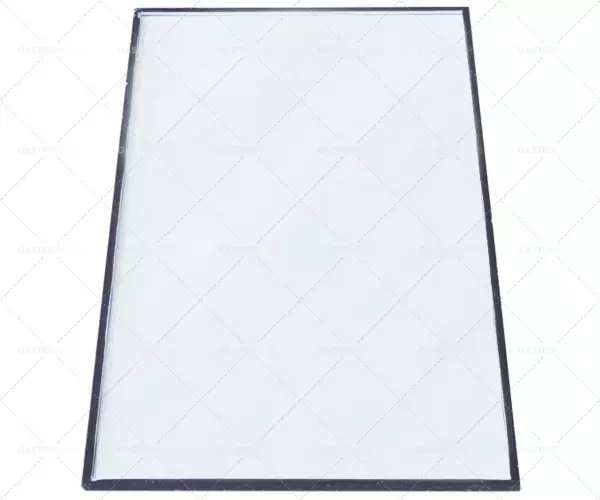 Originální skleněný panel D 655 mm Š 390 mm tloušťka 10 mm plochá montážní pozice vzadu pro chladničku s displejem