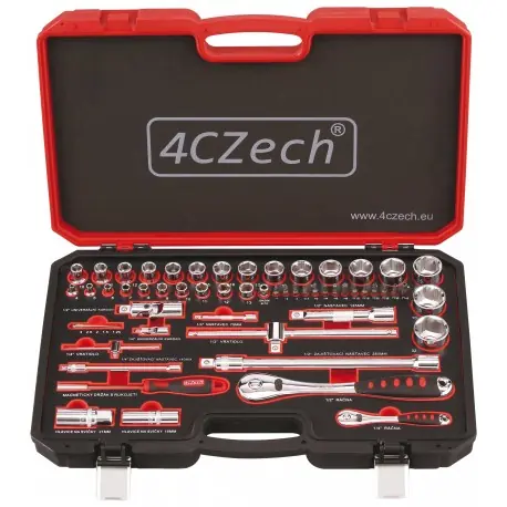 1/4” + 1/2” 59dílná sada nářadí 4-32mm + 2 ráčny 72 zubů 4CZech Cenově Výhodný