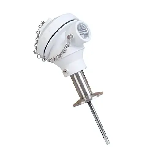 Přímo Od Výrobce 3-A sanitární sonda Pt100 s hlavicí a přesností třídy A - Průměr 9,6 až 4,8 mm (3/8" až 3/16")Délka 15 cm (6")Rozměr procesního připojení 2"Typ procesního připojení Tri-Clamp