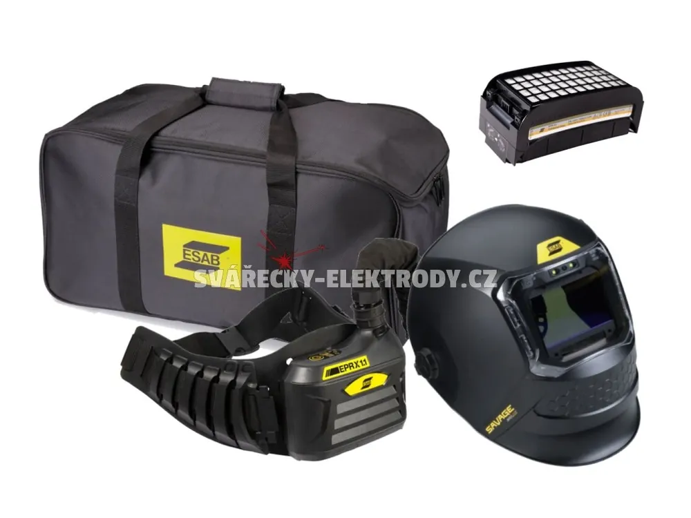 Svářečská kukla ESAB Savage A50 LUX Air + ESAB EPR-X1.1 PAPR Vč. plynového filtru A1B1E1 P R SL. Výhodná Nabídka