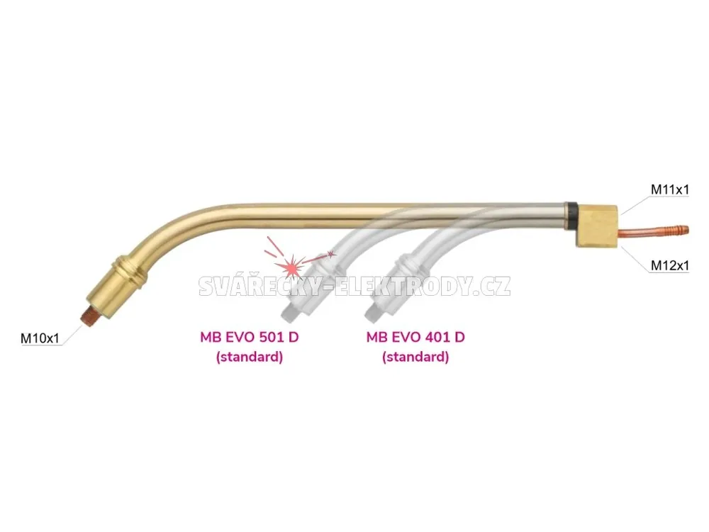 Víkendová Akce Hrdlo hořáku BINZEL MB EVO 401/501 D - prodloužené - 250 mm