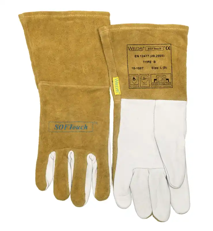 Zlevněný Schweißhandschuhe WIG Weldas /10-1007L/ Softouch graue Handfläche, braunes Leder