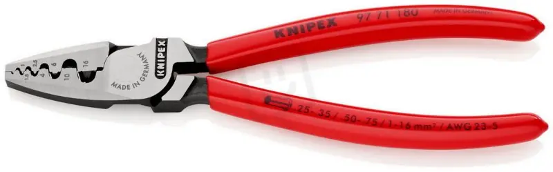 KNIPEX 9771180 lisovací kleště na dutinky pro průřezy 0,25-16mm2 potažené PVC Nejprodávanější