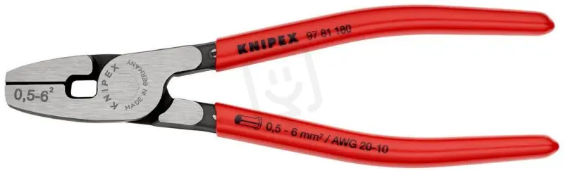 Akční Nabídka KNIPEX 9781180 lisovací kleště na dutinky 0,5-6mm2 potažené PVC LD 0,5-6