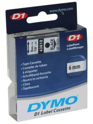 Bezpečná Platba S0720770 43610 DYMO páska D1 plastová 6mm,černý tisk/průhledný podklad,návin 7m
