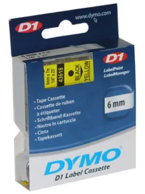 43618 DYMO páska D1 plastová 6mm, černý tisk / žlutý podklad, návin 7m S0720790 Sleva
