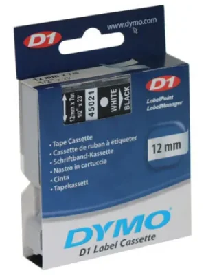 45021 DYMO páska D1 plastová 12mm, bílý tisk / černý podklad, návin 7m S0720610 Rychlé Dodání